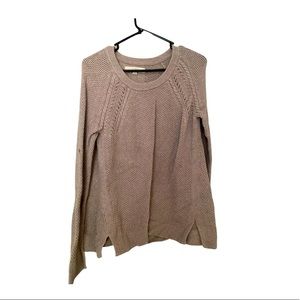 Loft-Soft, comfortable yet stylish. Dark tan knit sweater, Size Med